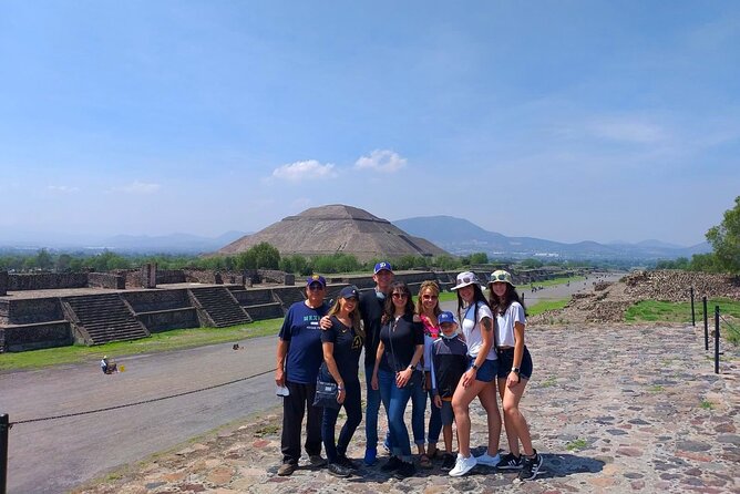 Group reduced to Pyramids of Teotihuacan and Basilica of Guadalupe - Inside the Archaeological Zone: Pyramid of the Sun, Calzada de los Muertos, Pyramid of the Moon