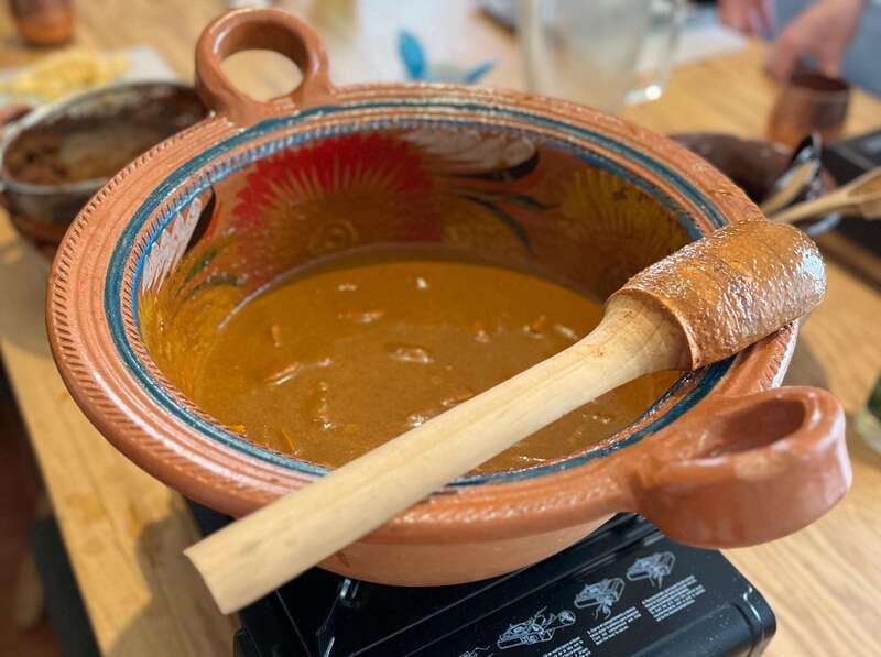 Muchos moles: Multi-variety mole cooking class and feast - Corn tortillas and the scoop-and-savor moment